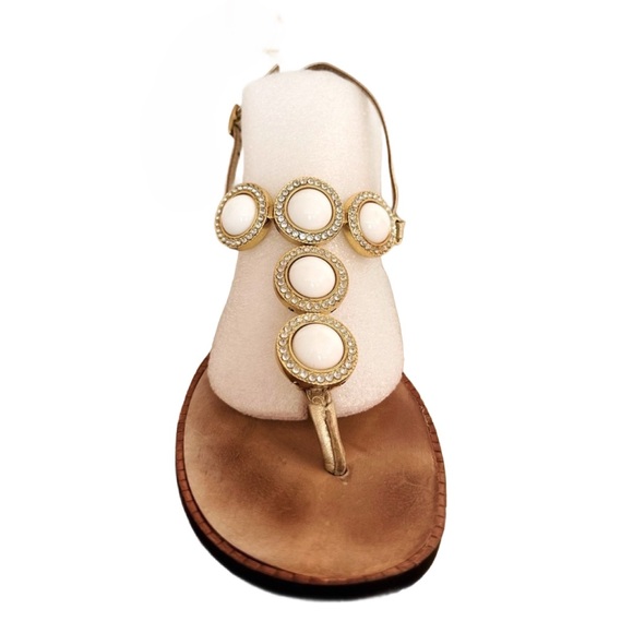 Lilly Pulitzer Shoes - LILLY PULITZER ~ Leather sandals w/bold white accents & rhinestones size 8